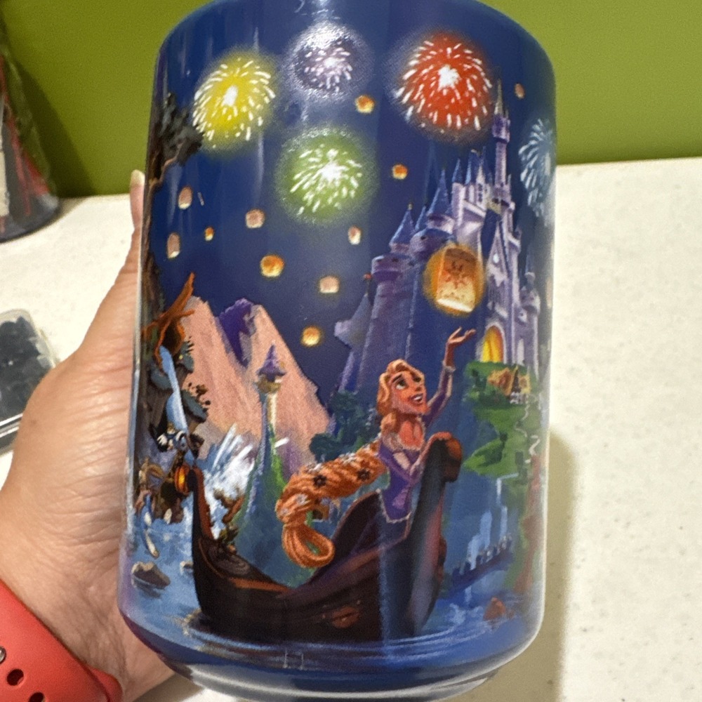 Walt Disney World Parks Blue Mug Little Mermaid, Tangled, Snow White Icons Rides - Picture 5 of 14